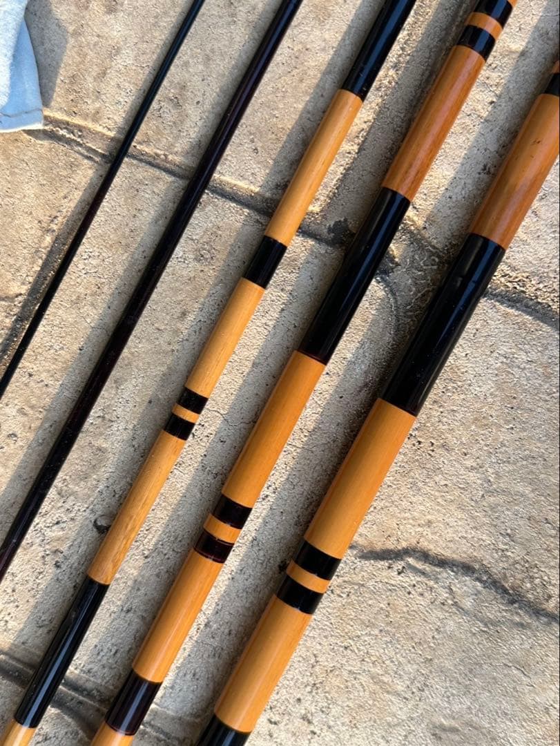 14尺1寸 ４本継 へら竿　浮草 一生 朴石作 硬式 節巻 綿握り