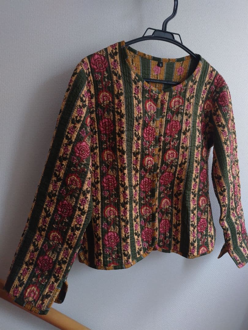 インド製 ブロックプリント ハンドメイド キルティング リバーシブル ジャケット