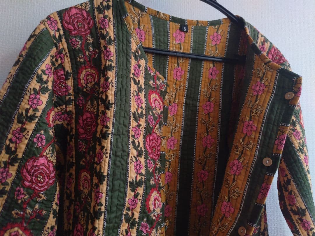 インド製 ブロックプリント ハンドメイド キルティング リバーシブル ジャケット