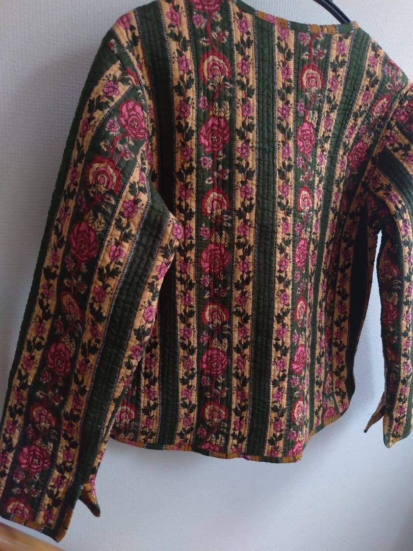 インド製 ブロックプリント ハンドメイド キルティング リバーシブル ジャケット