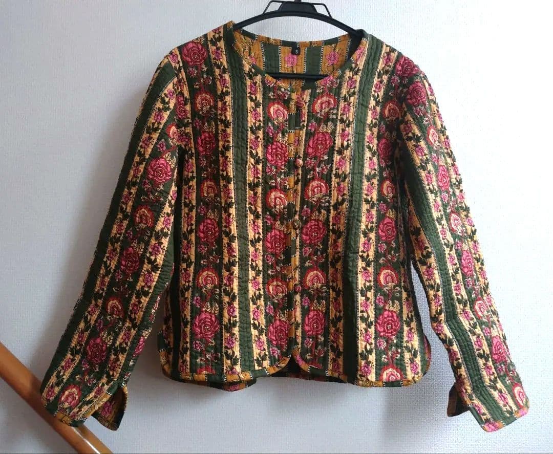 インド製 ブロックプリント ハンドメイド キルティング リバーシブル ジャケット