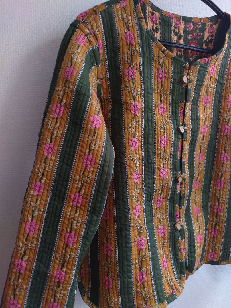 インド製 ブロックプリント ハンドメイド キルティング リバーシブル ジャケット