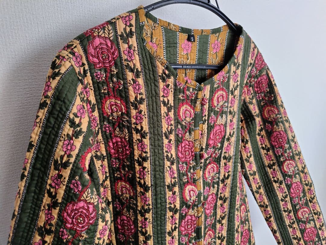 インド製 ブロックプリント ハンドメイド キルティング リバーシブル ジャケット