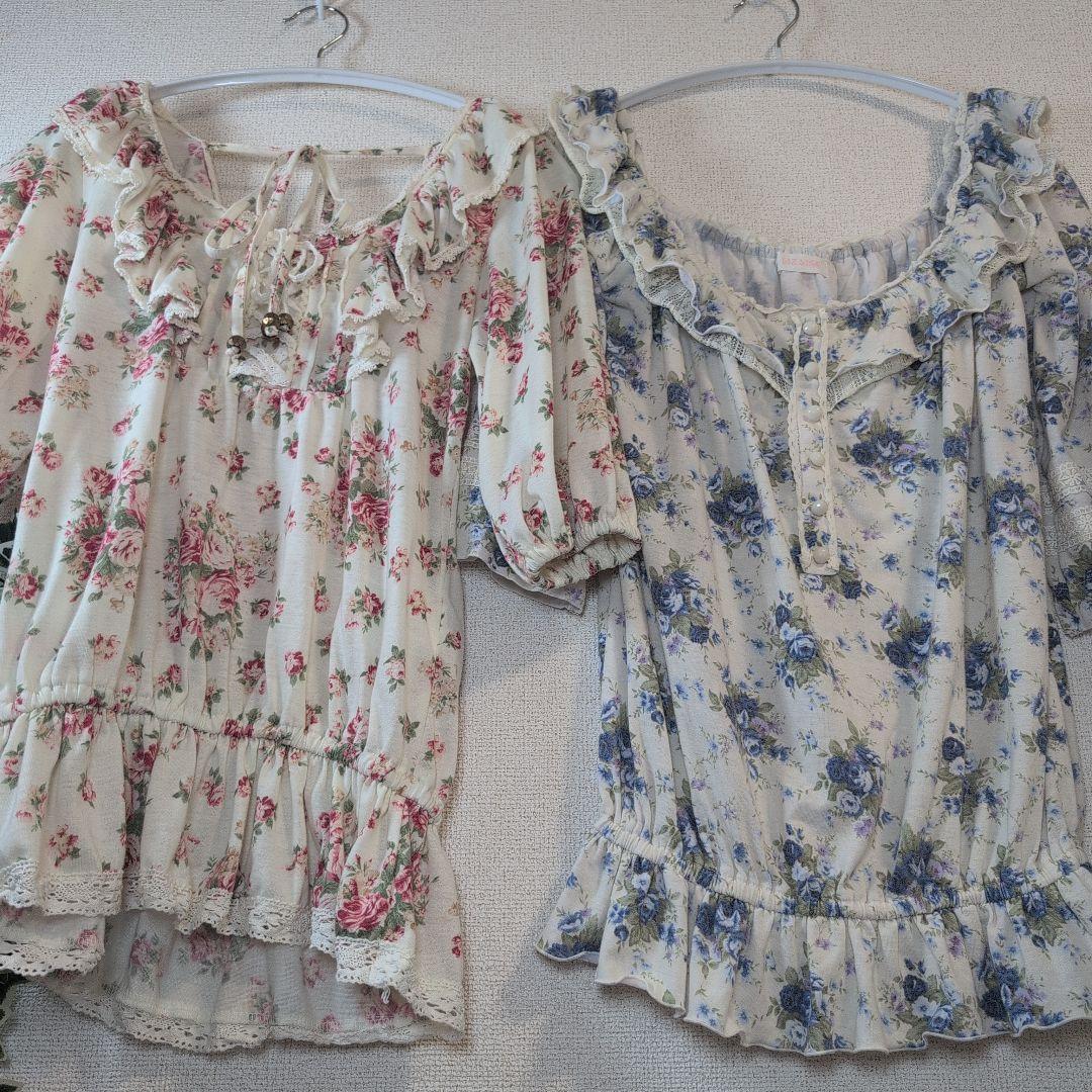 ♡LIZLISA♡flower 平成ギャル リズリサレース編み上げ花柄トップス