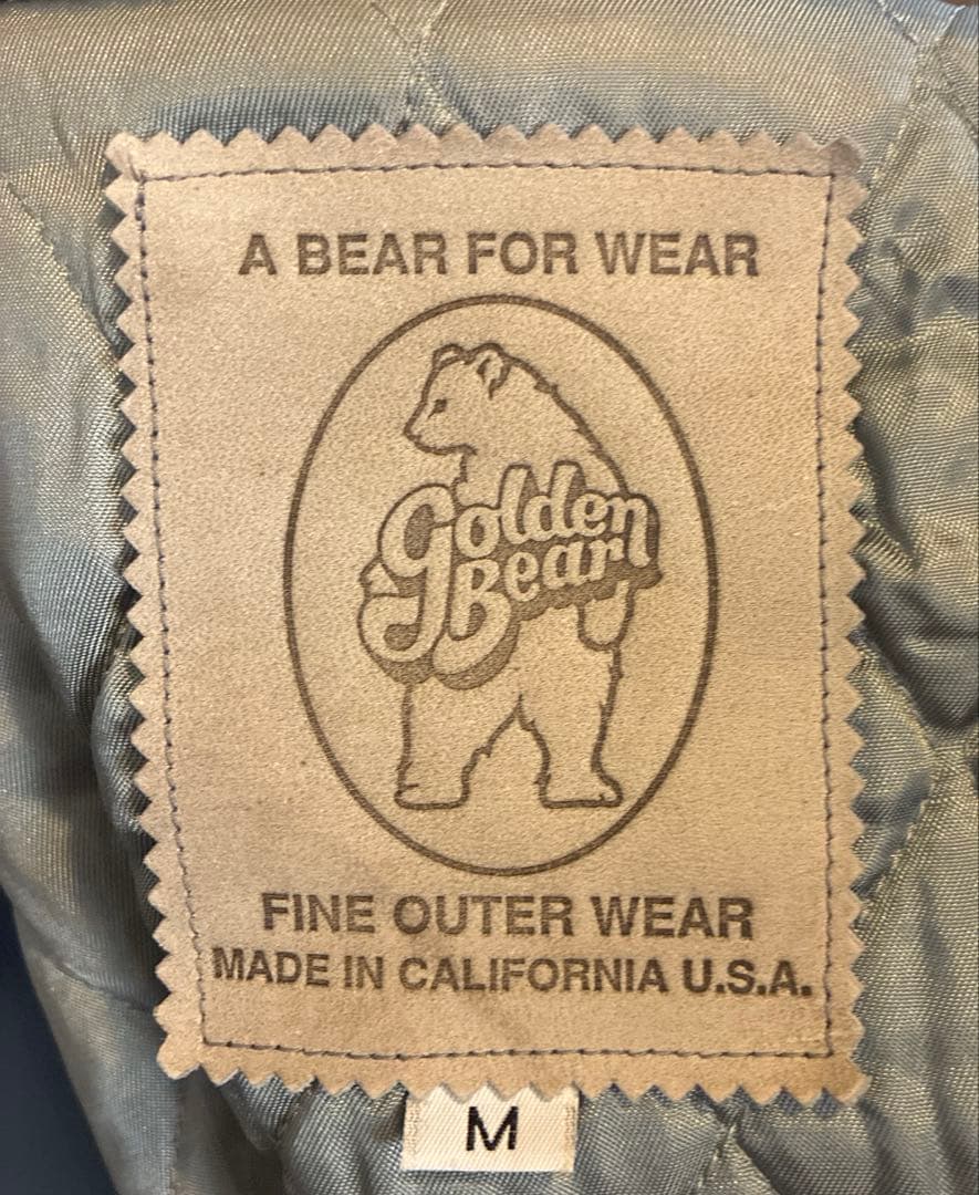 USA製 GOLDEN BEAR 袖レザー スタジャン アワードジャケット　黒