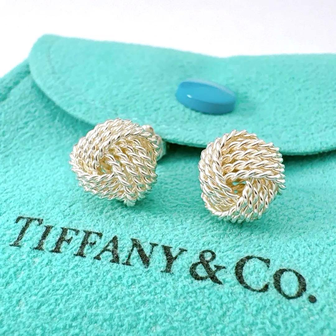 極美品 オールドティファニー サマセット ノット ボール ピアス シルバー925