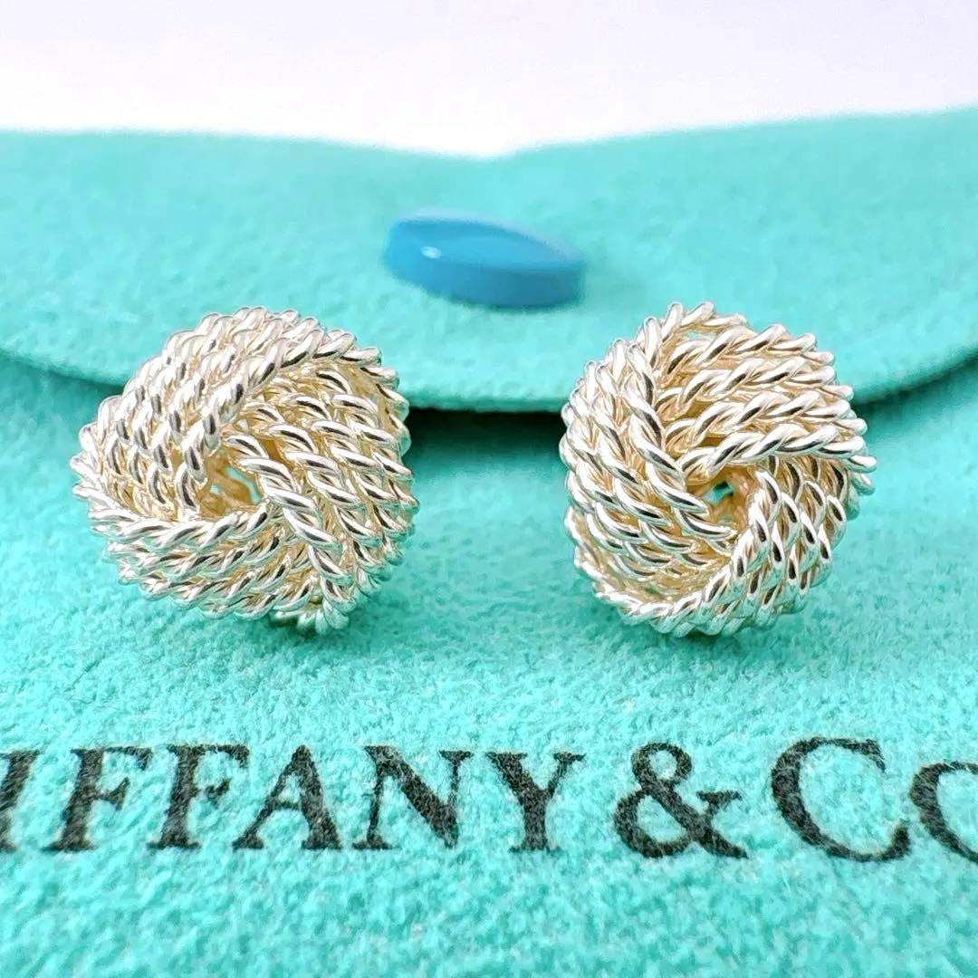 極美品 オールドティファニー サマセット ノット ボール ピアス シルバー925