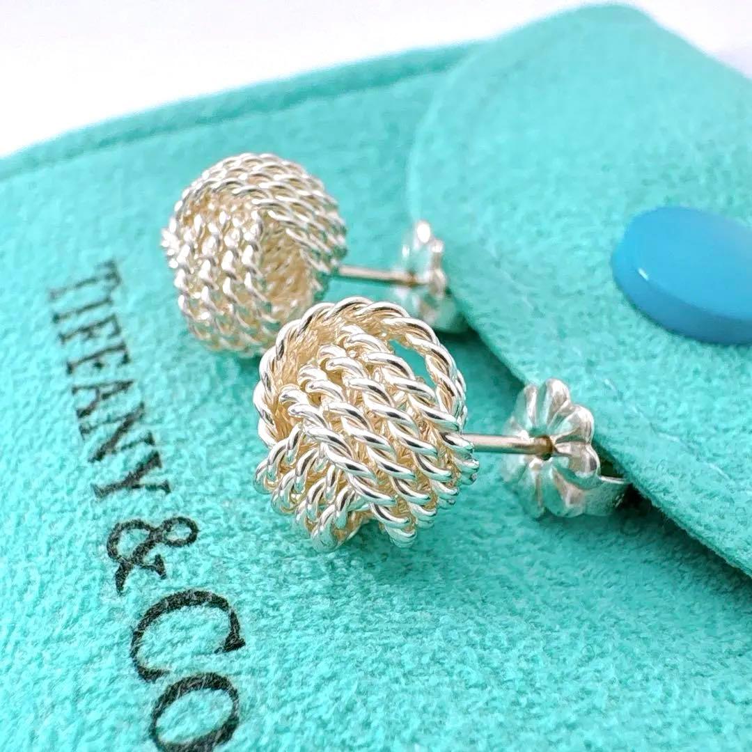 極美品 オールドティファニー サマセット ノット ボール ピアス シルバー925