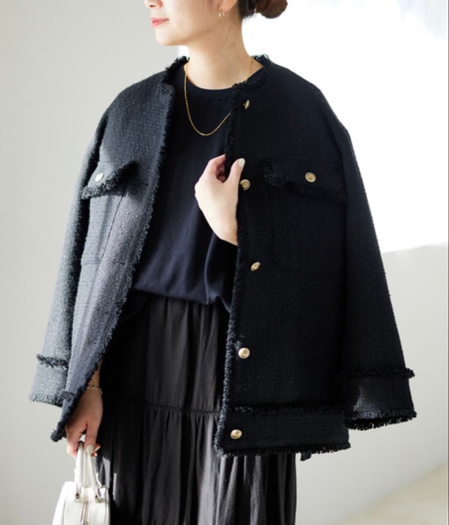 ジャーナルスタンダード クリアツイードジャケット　ブラック