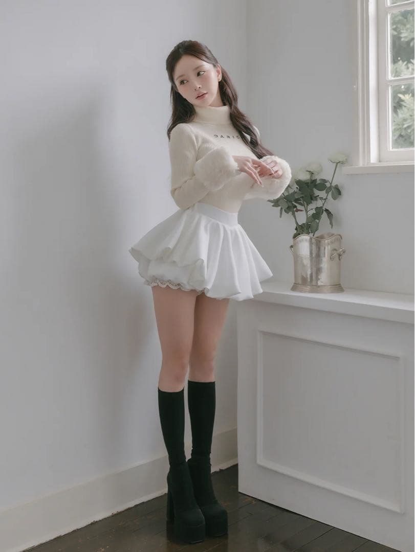 新品タグ付き ダーリッチ ボリュームバルーンミニスカート ホワイト フリー