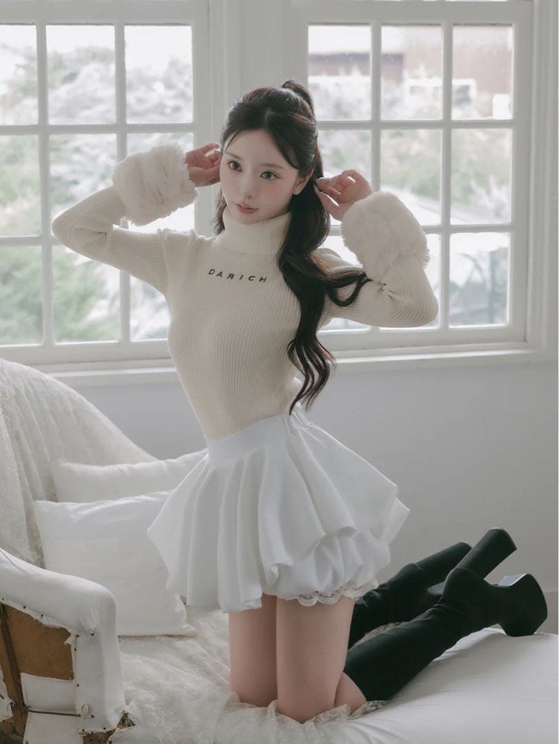 新品タグ付き ダーリッチ ボリュームバルーンミニスカート ホワイト フリー