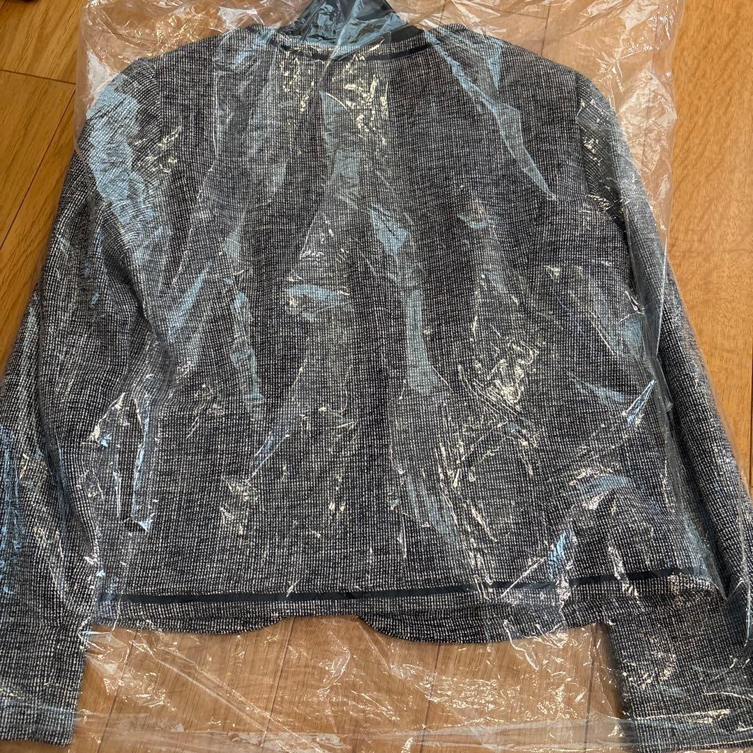 新品　エニィスィス　ノーカラージャケット ミニライトボーダー　ネイビー　3