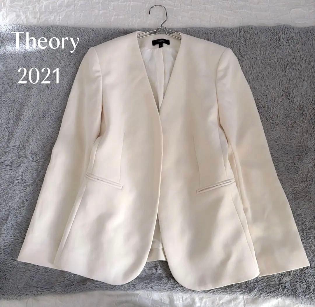 【セオリー】美品✨2021 上品 ノーカラージャケット クレープ素材 スーツ