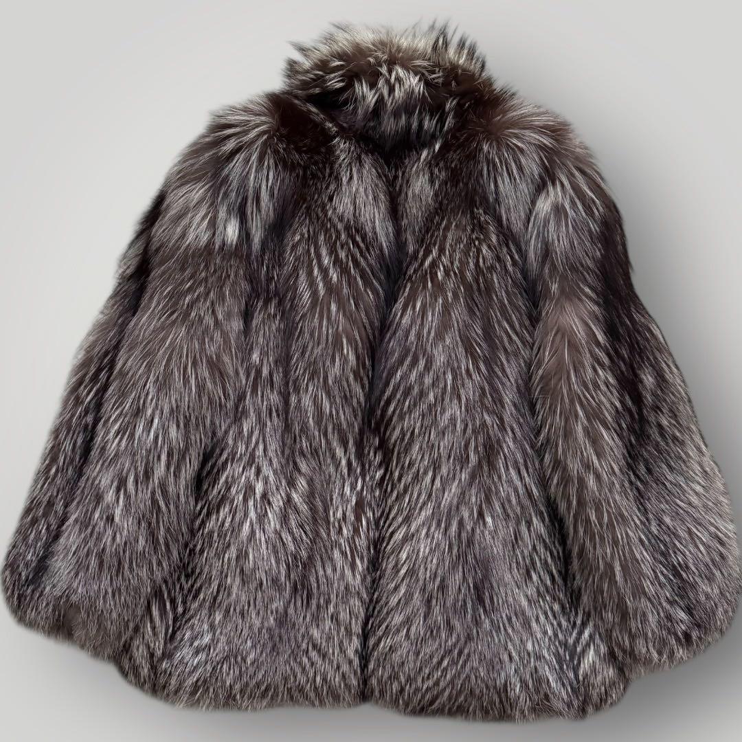 本毛皮●シルバーフォックス FOX ファーコート ふわふわ◎ 13号