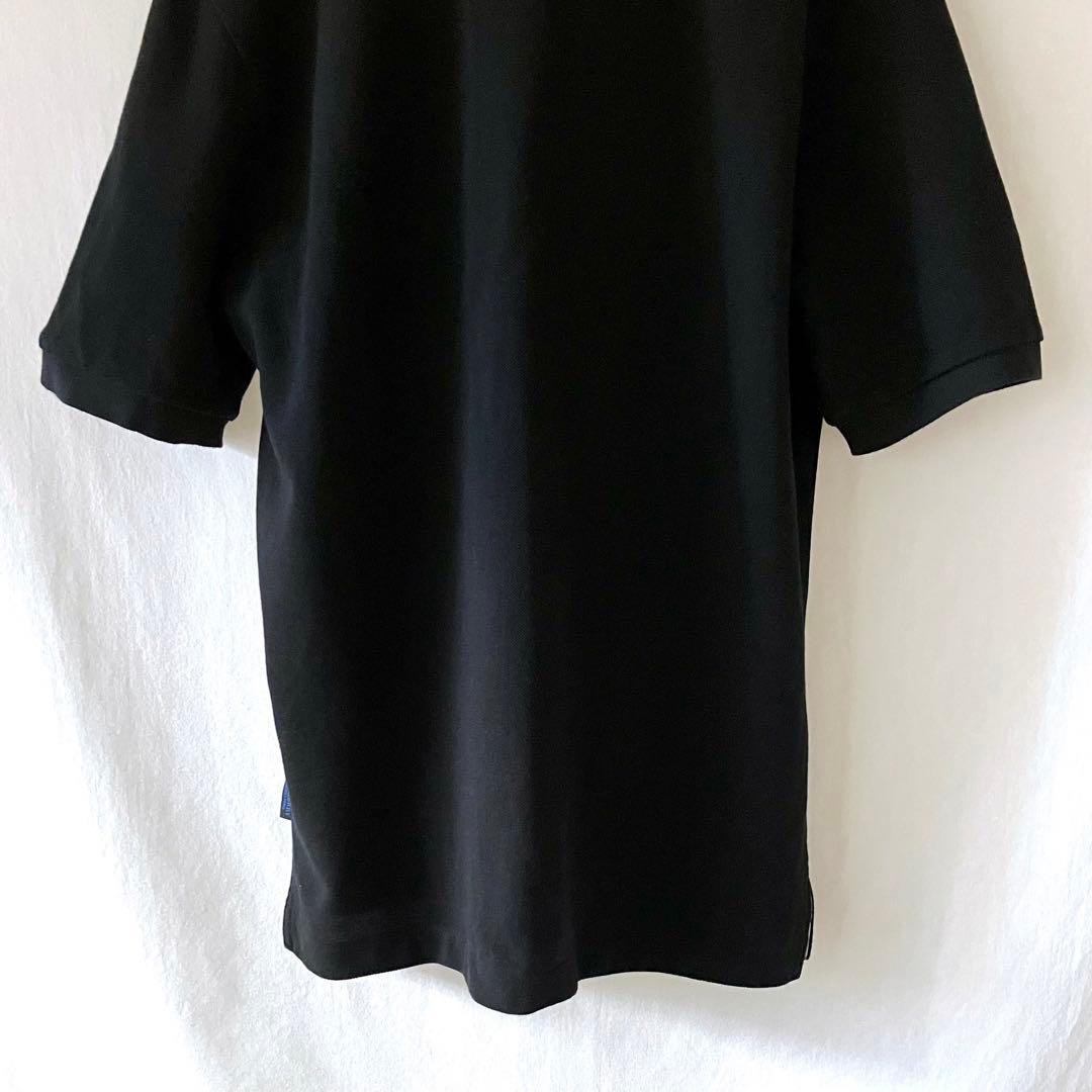 美品 バーバリー ポロシャツ S チェック 黒 無地 三陽商会 日本製