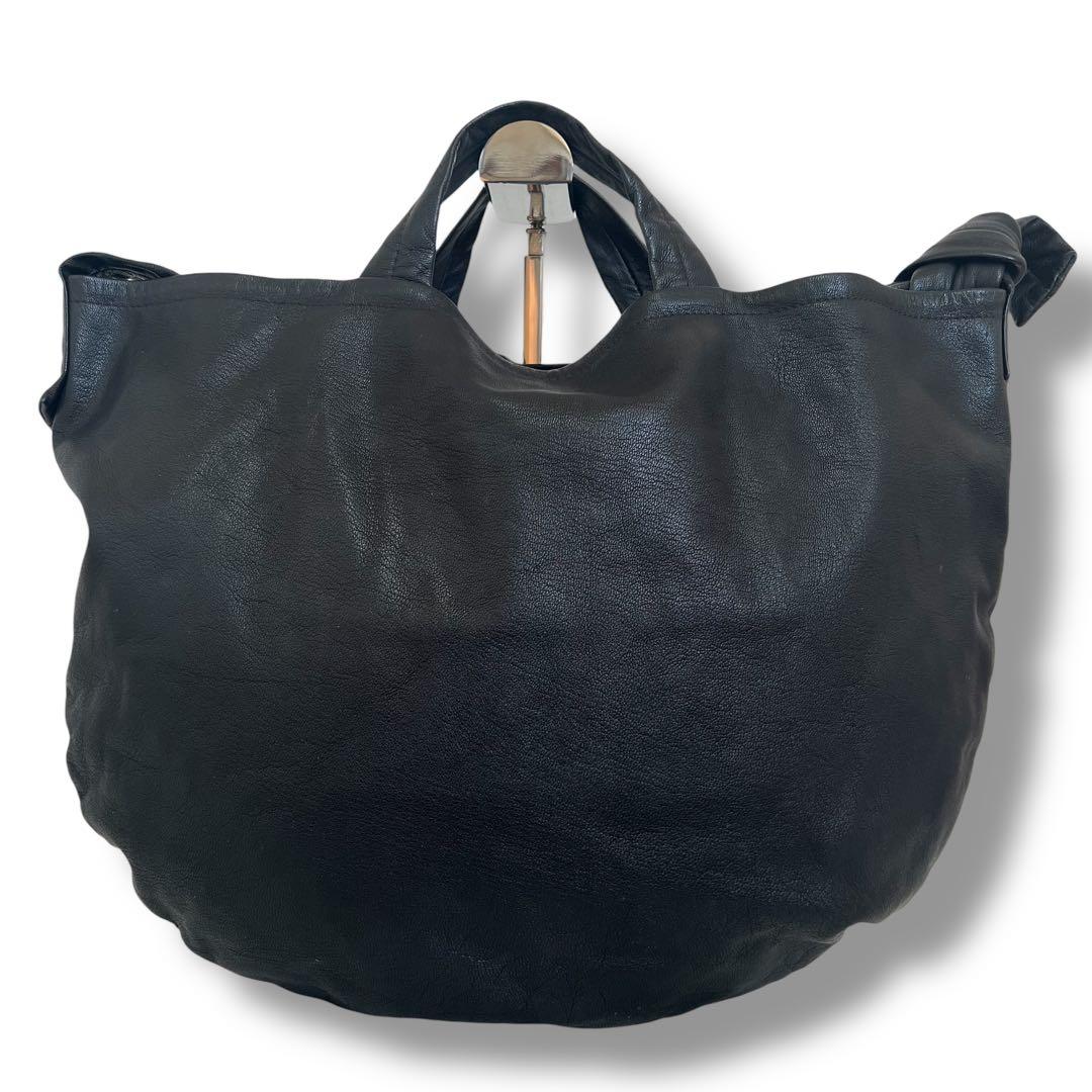 美品 REN ショルダーバッグ 2WAY 山羊革 ブラック BARE A4収納可