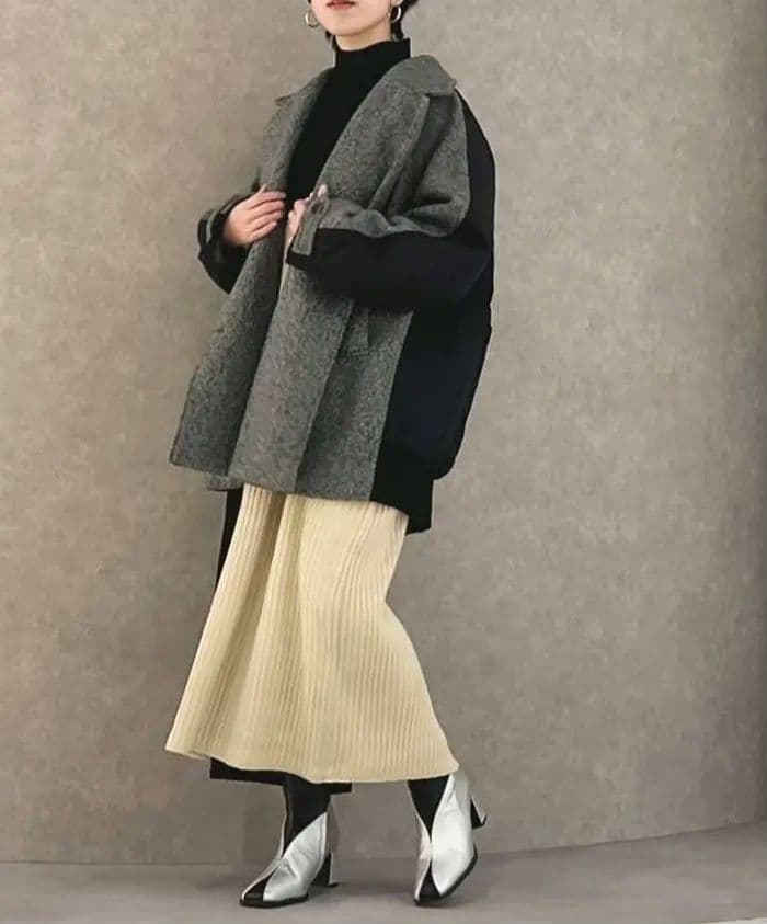 オズモーシス　切り替えPコート　GRAY×BLACK