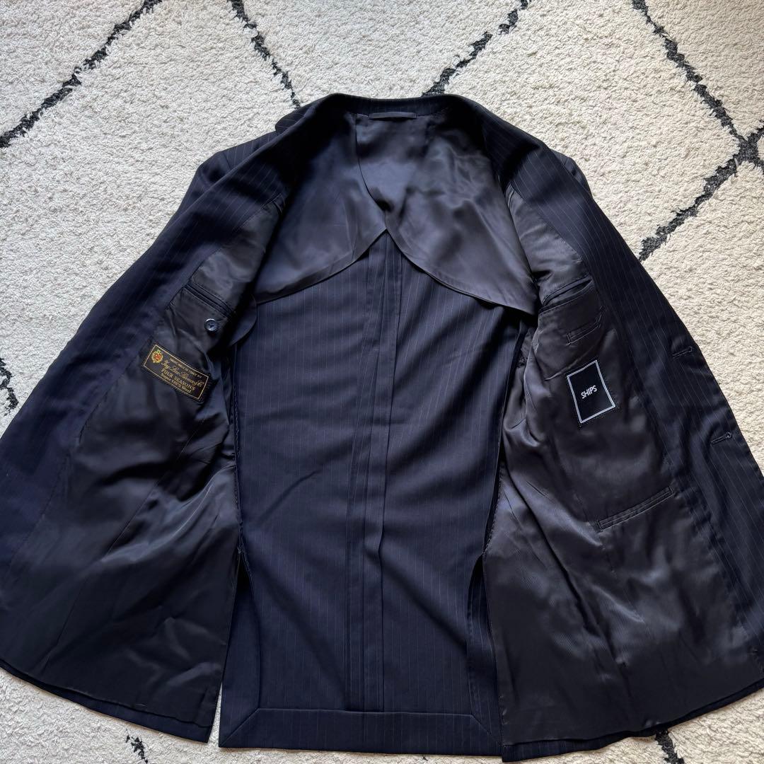 SHIPS ロロピアーナ　スーツ　セットアップ　ネイビー　ストライプ　42