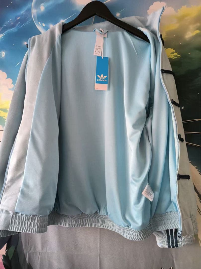 新年限定モデル アディダス 新中式 ジップアップジャケット ライトブルー M