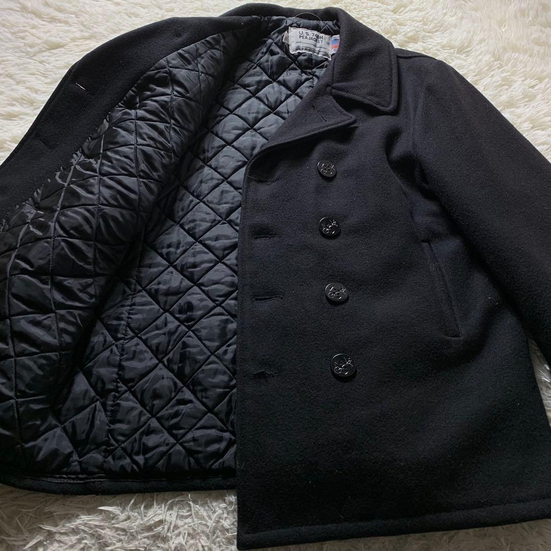 美品■ショット ピーコート 740 ネイビー キルティング 44 USA製