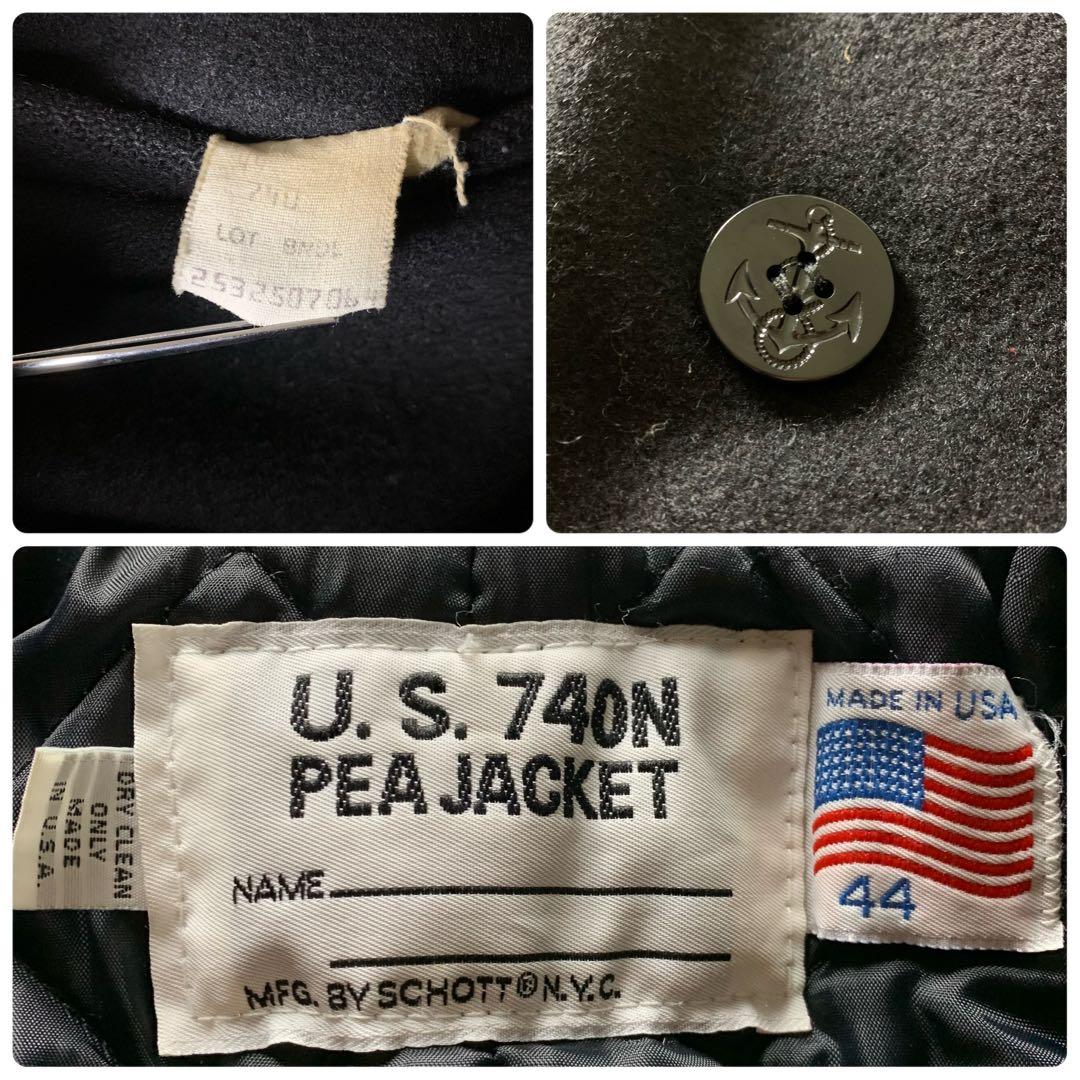 美品■ショット ピーコート 740 ネイビー キルティング 44 USA製