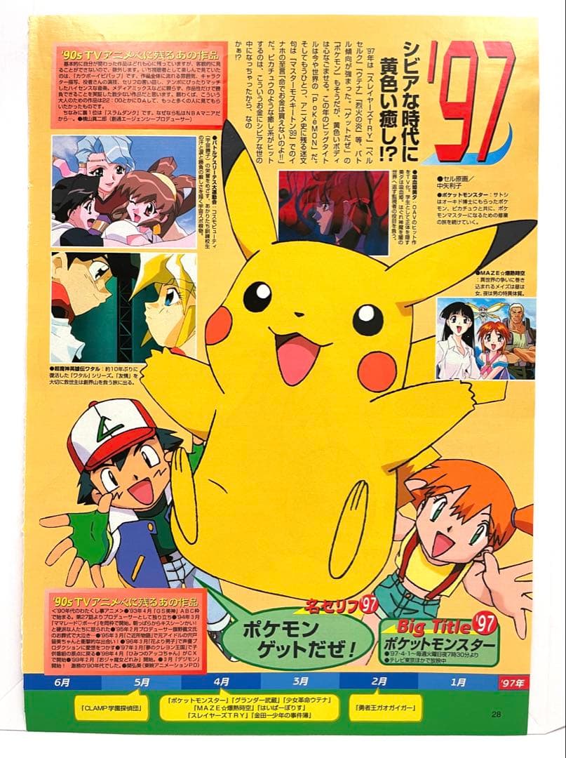 アニメ　ポケモン　無印　初期　アニメ雑誌　切抜き　アニメディア　サトシ　カスミ