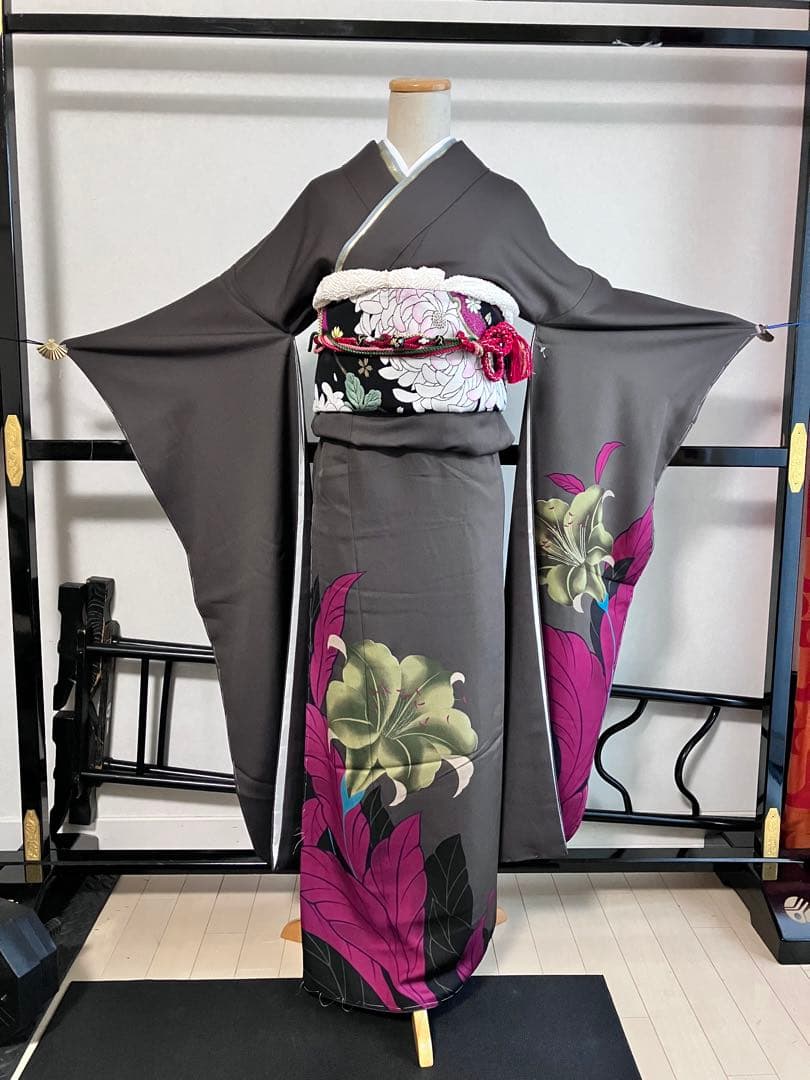 お値下げ 振袖フルセット シックな焦茶 ブラウン 成人式 結婚式 袋帯