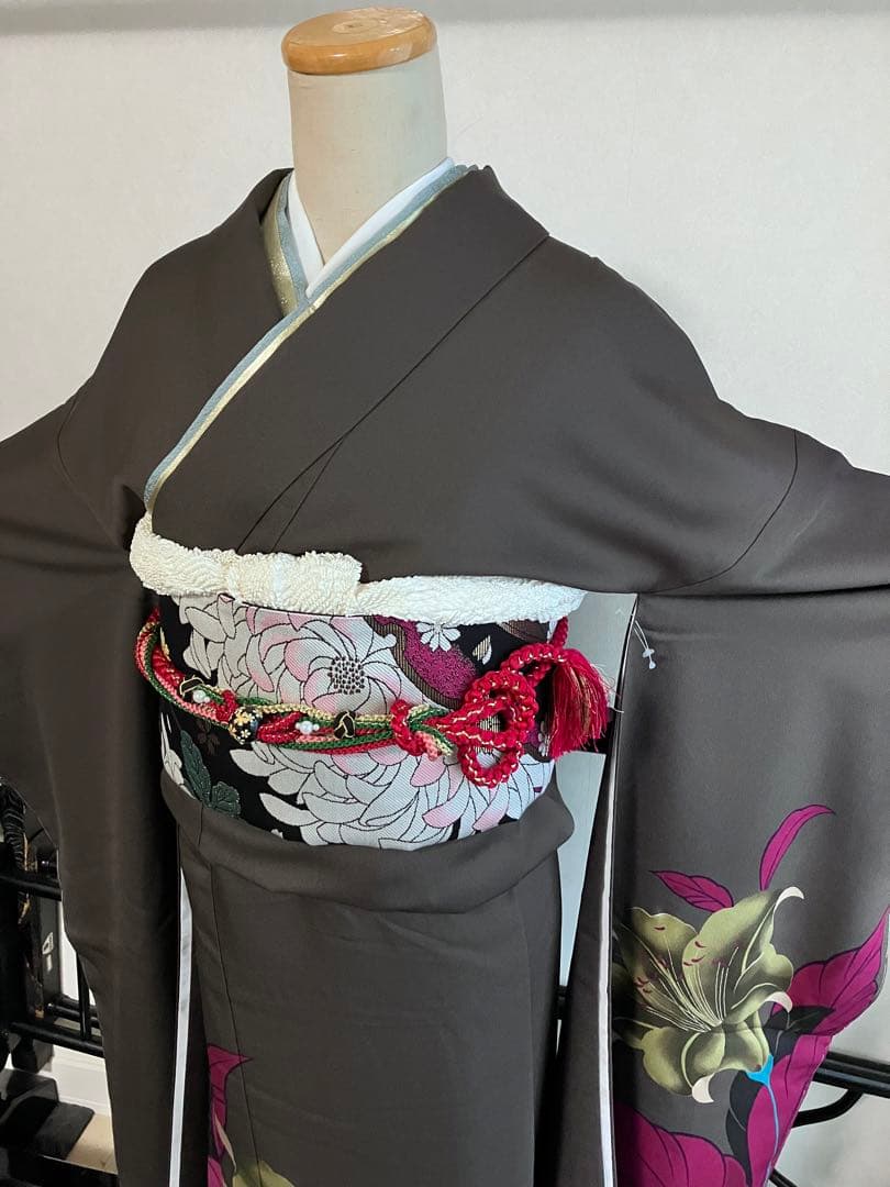 お値下げ 振袖フルセット シックな焦茶 ブラウン 成人式 結婚式 袋帯