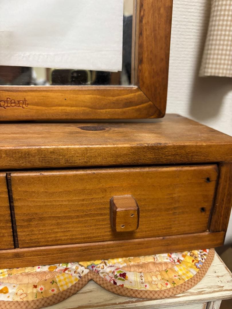 チューリップ　アンファン　引き出し付卓上鏡　鏡台