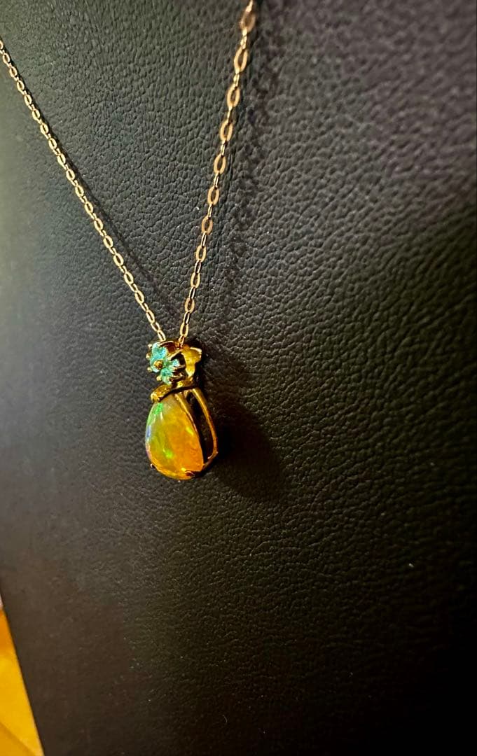 GSTVk18オパール&パライバトルマリンペンダントトップ新品未使用