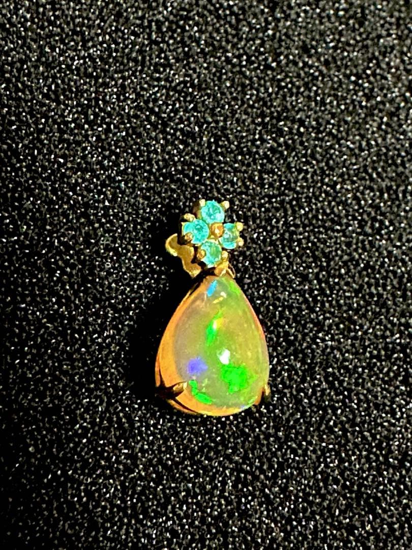 GSTVk18オパール&パライバトルマリンペンダントトップ新品未使用