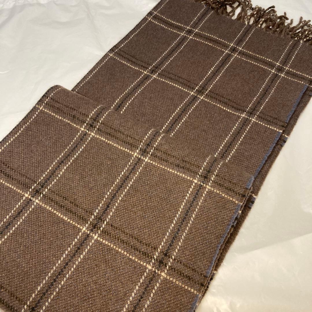 美品 ジョンストンズ カシミヤ100％ 中大判ストール ブラウン アローズ別注