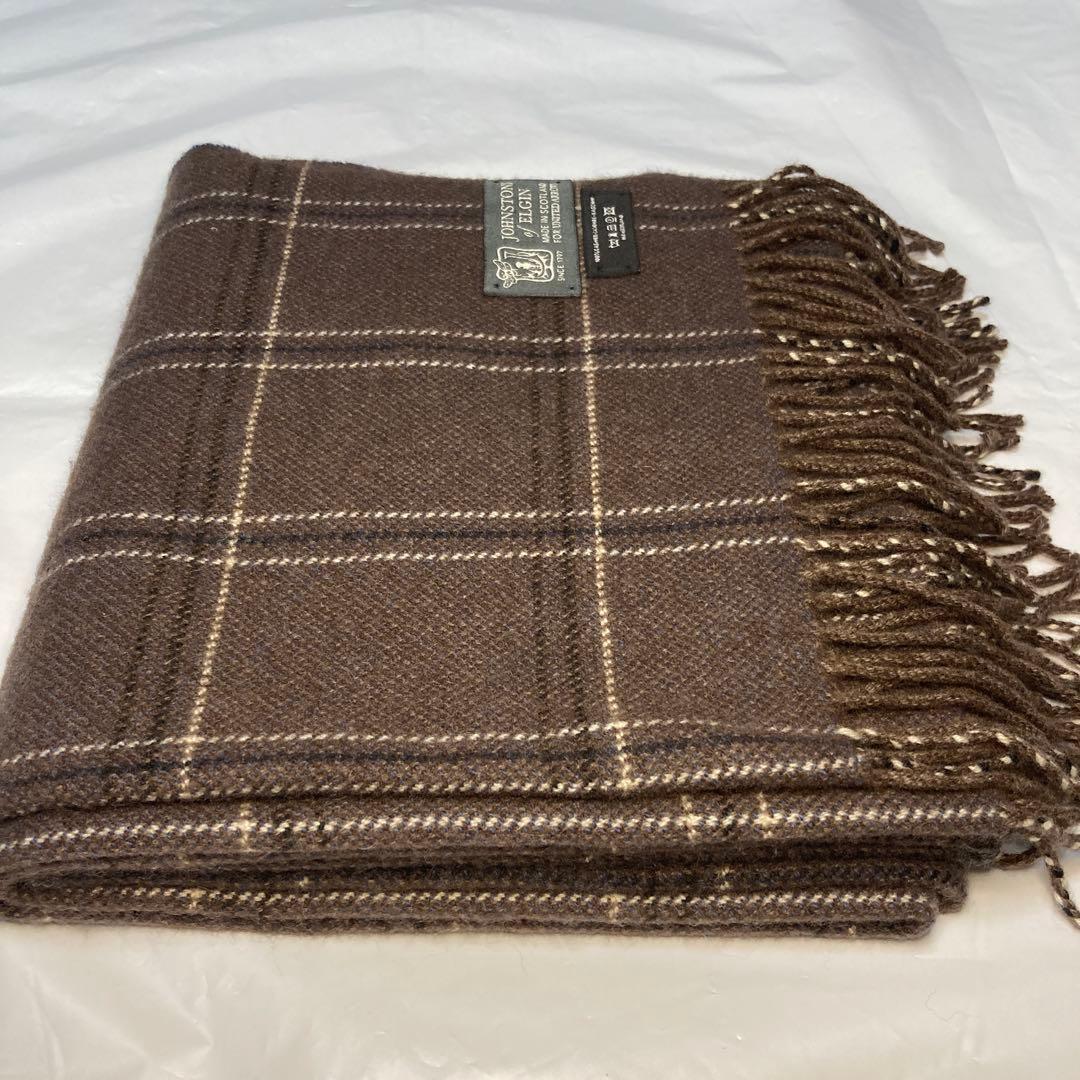 美品 ジョンストンズ カシミヤ100％ 中大判ストール ブラウン アローズ別注