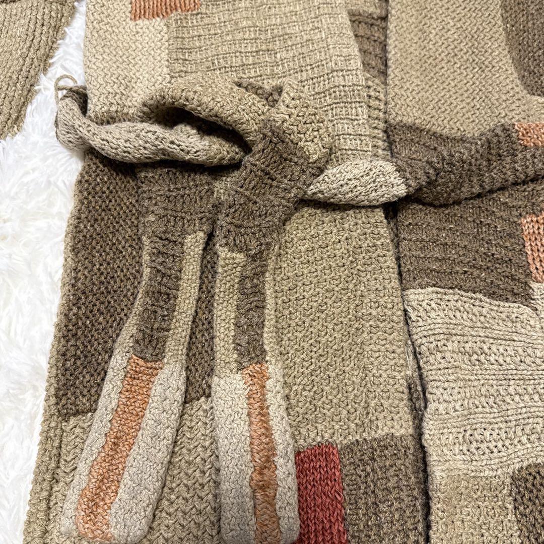 【希少】ラルフローレン　ガウン　シルク　手編み　パッチワーク　Ｓ　ハンドニット