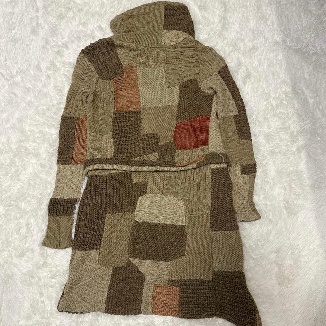 【希少】ラルフローレン　ガウン　シルク　手編み　パッチワーク　Ｓ　ハンドニット