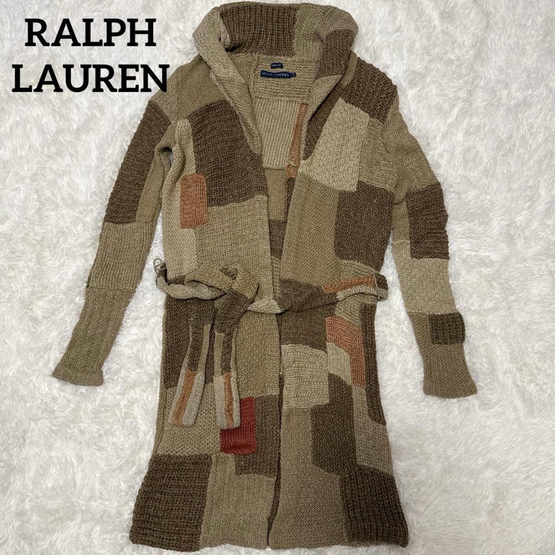 【希少】ラルフローレン　ガウン　シルク　手編み　パッチワーク　Ｓ　ハンドニット