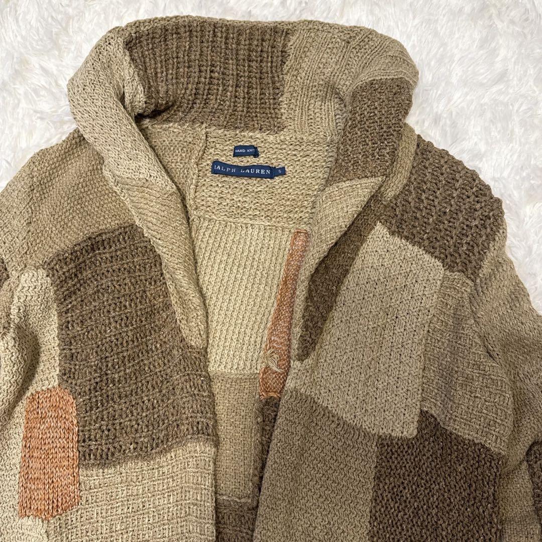 【希少】ラルフローレン　ガウン　シルク　手編み　パッチワーク　Ｓ　ハンドニット