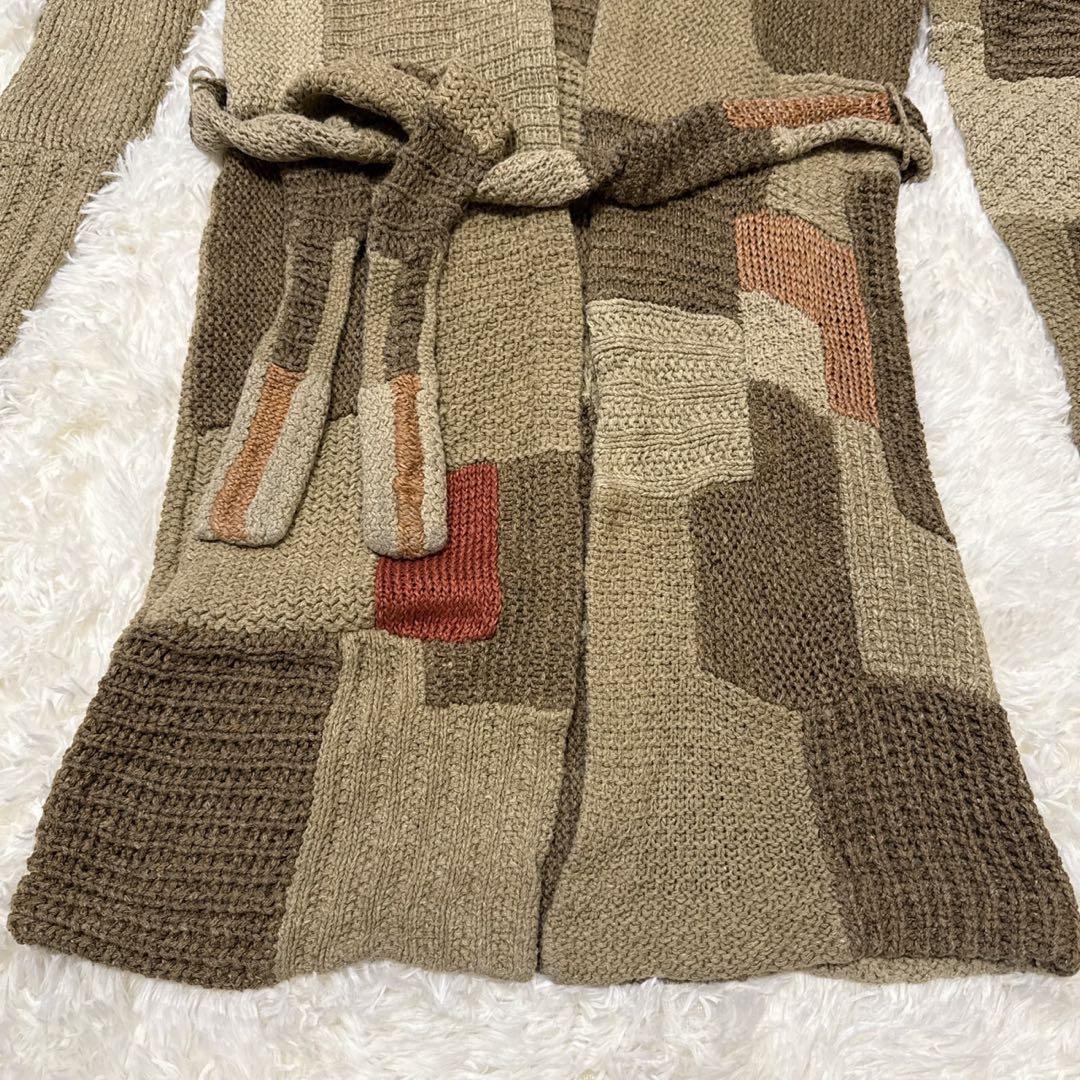 【希少】ラルフローレン　ガウン　シルク　手編み　パッチワーク　Ｓ　ハンドニット