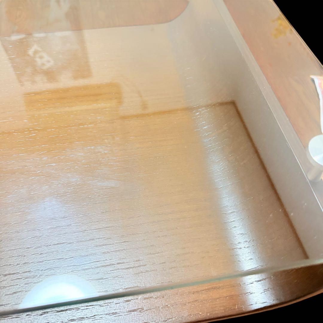 モダン 曲げ木センターローテーブル　ガラス天板