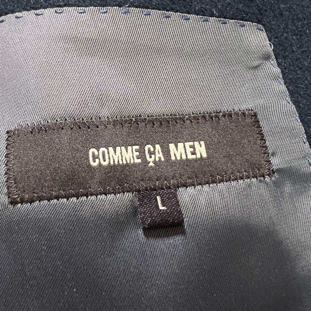 【美品】コムサメン アンゴラ50% スタンドカラーコート 黒 L 高級素材