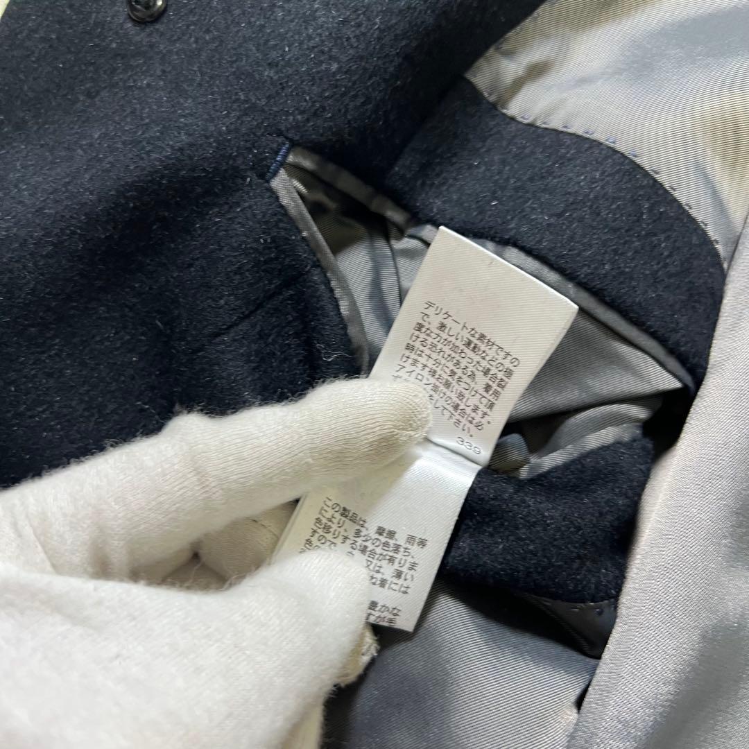 【美品】コムサメン アンゴラ50% スタンドカラーコート 黒 L 高級素材