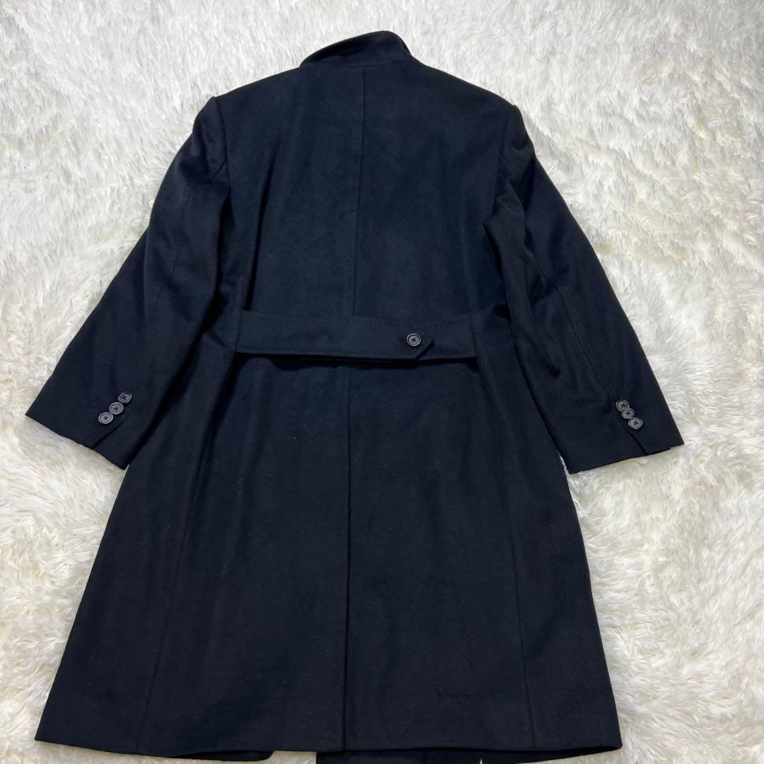 【美品】コムサメン アンゴラ50% スタンドカラーコート 黒 L 高級素材