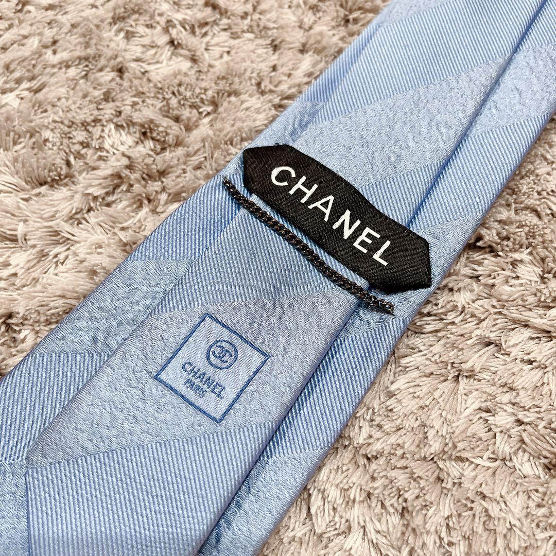 【はる】高級　CHANEL シャネル　ココマーク　ネクタイ　ストライプ