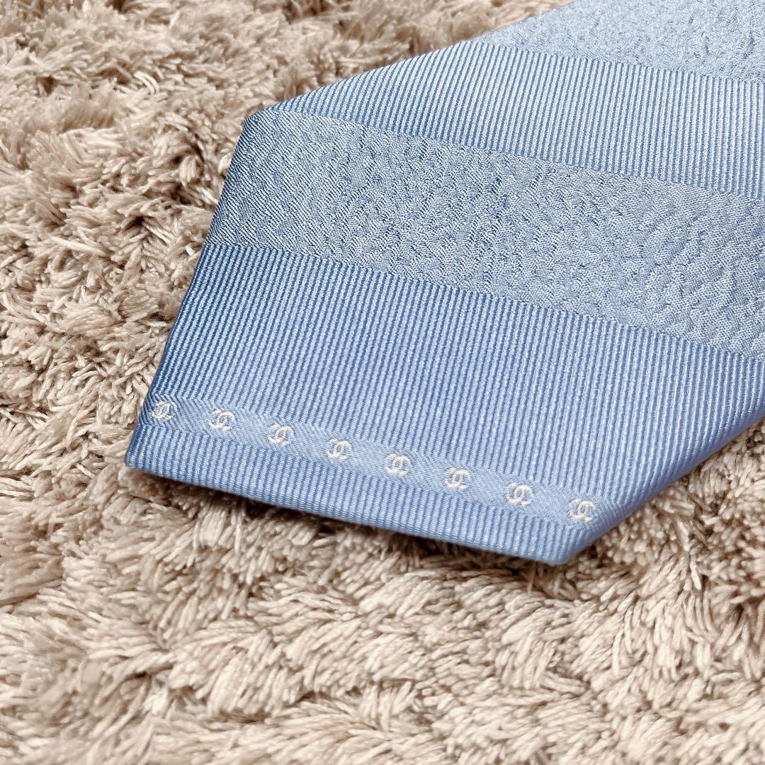 【はる】高級　CHANEL シャネル　ココマーク　ネクタイ　ストライプ