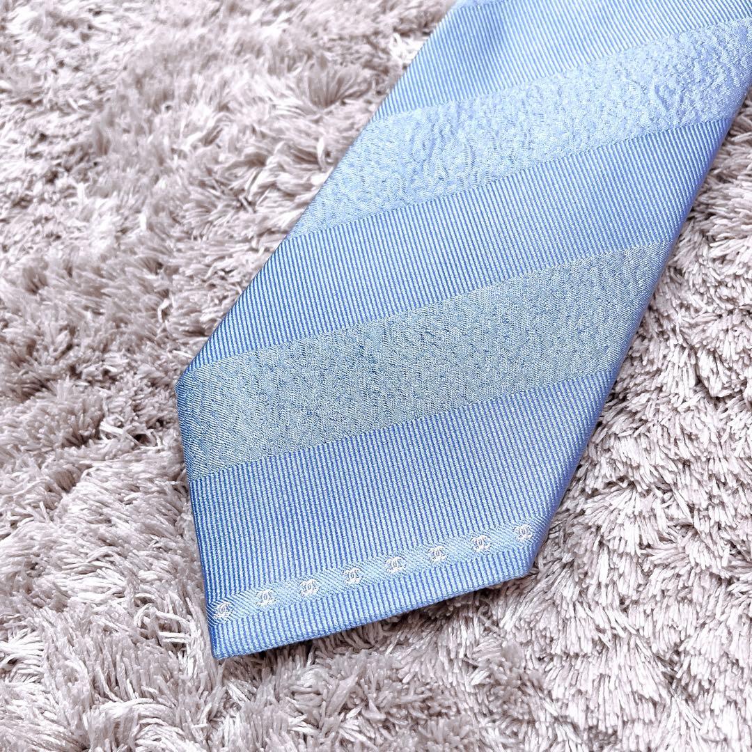 【はる】高級　CHANEL シャネル　ココマーク　ネクタイ　ストライプ