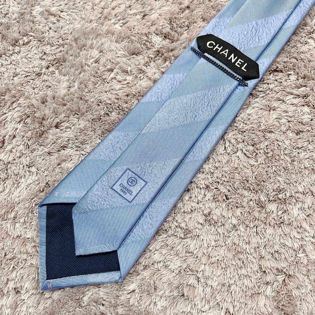 【はる】高級　CHANEL シャネル　ココマーク　ネクタイ　ストライプ
