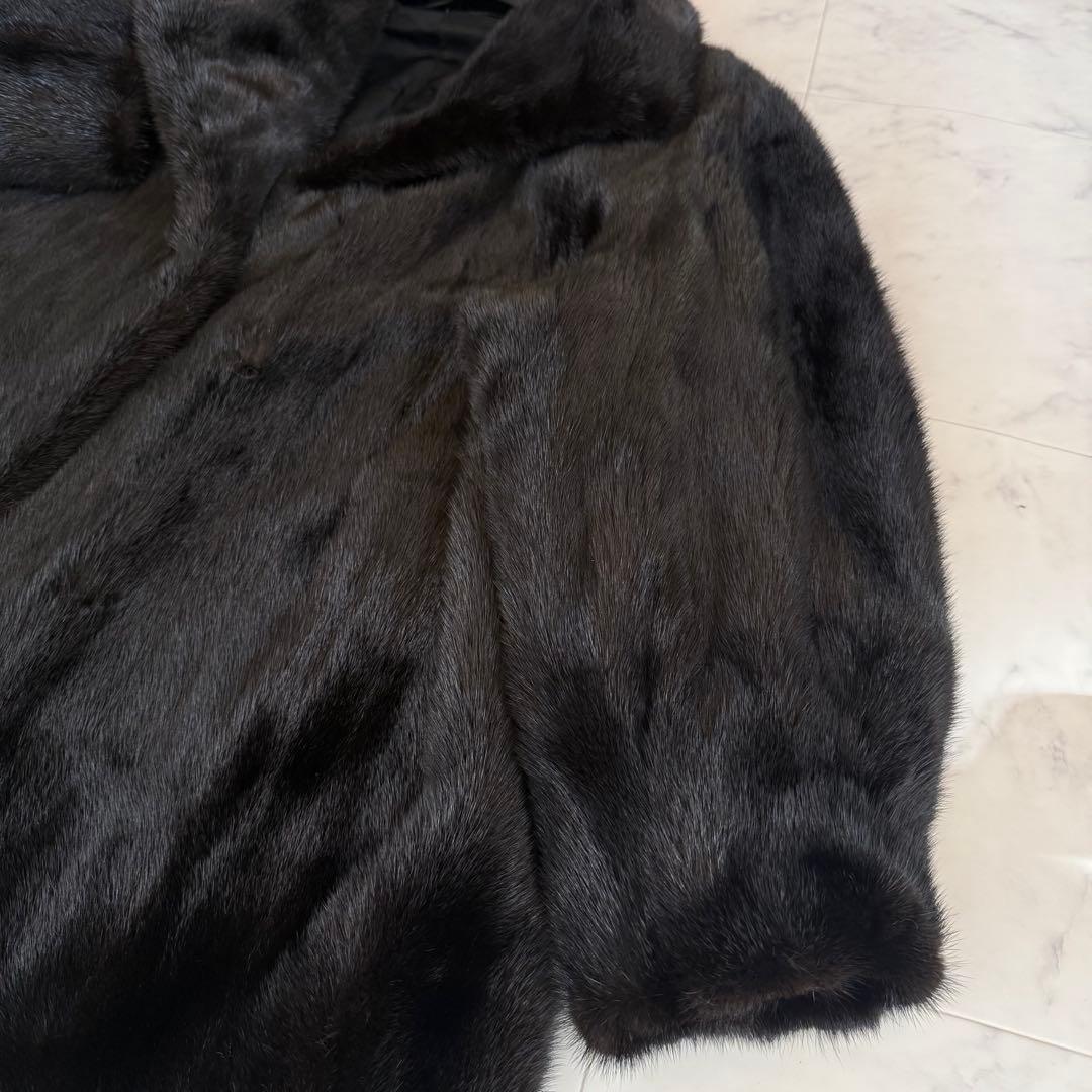 ランバン ブラックミンク ファーコート リアルファー 袖太 ボリューム 艶◎