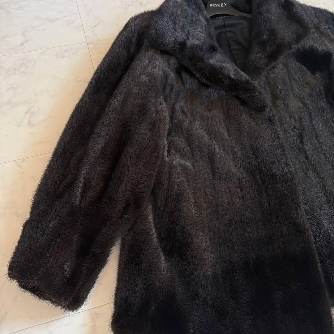 ランバン ブラックミンク ファーコート リアルファー 袖太 ボリューム 艶◎