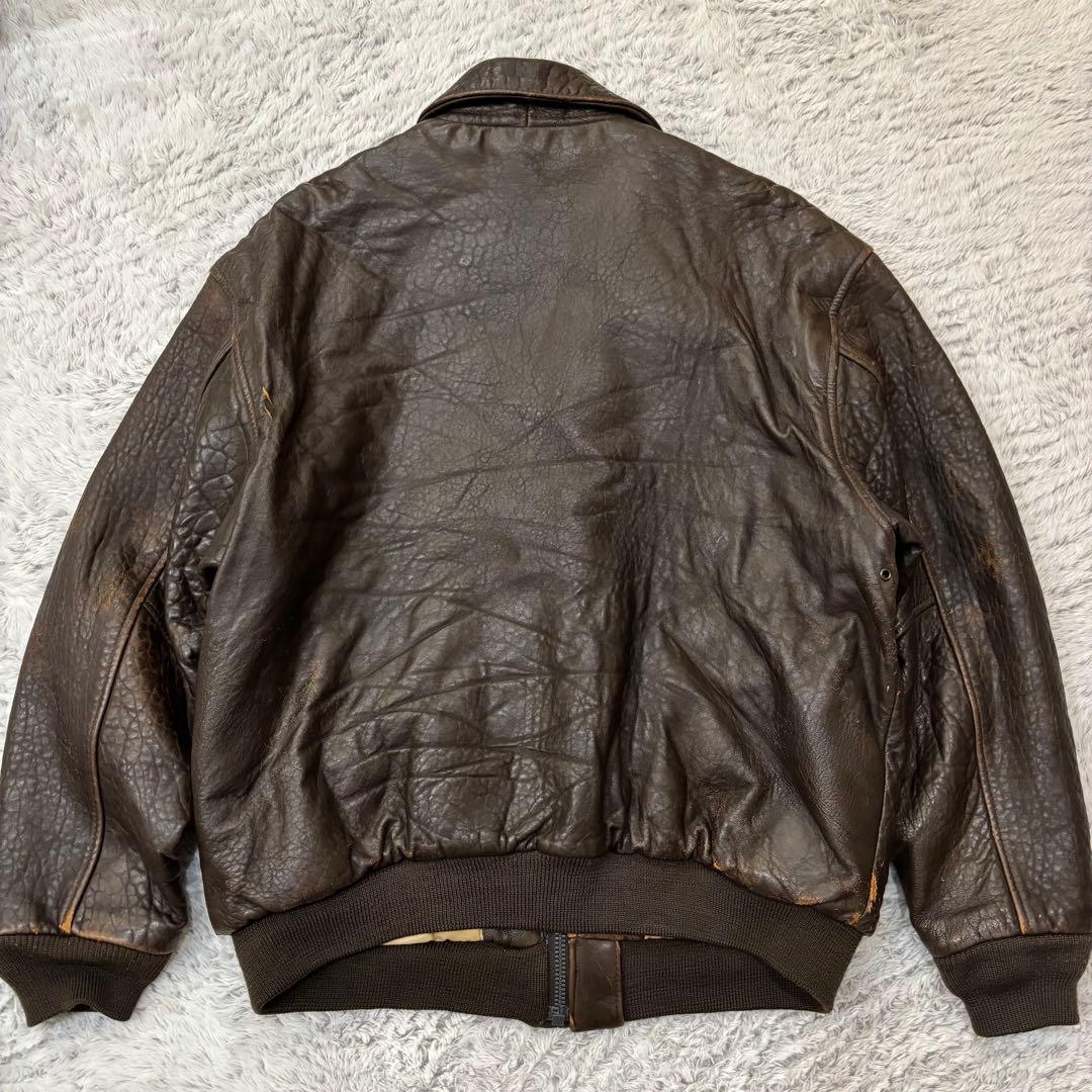 AVIREX A-2 フライトジャケット　ラムレザー　刺繍　短丈　90s M