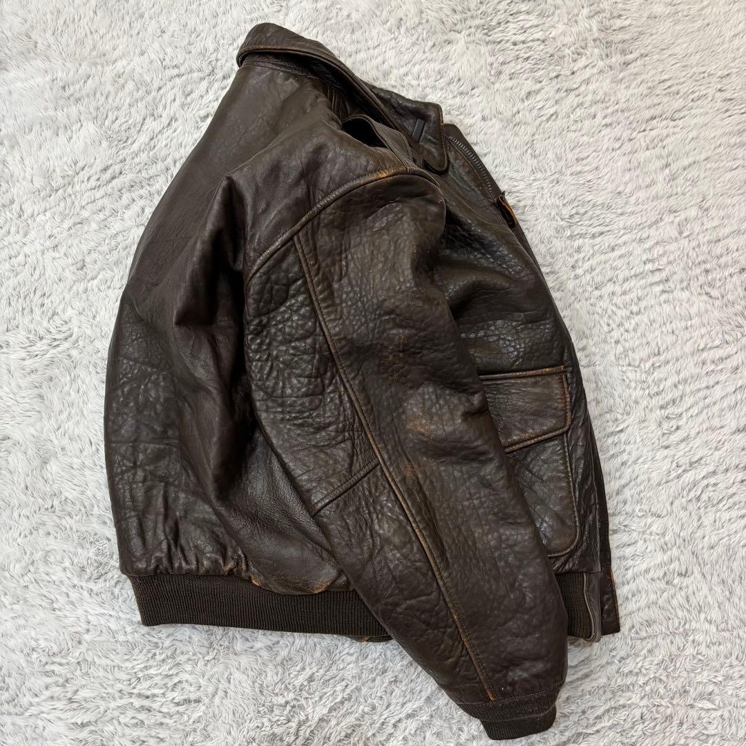 AVIREX A-2 フライトジャケット　ラムレザー　刺繍　短丈　90s M